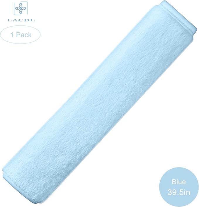 LACDL Extra Long Seatbelt Covers Super Soft Furry for Adults Kids Women & Men, Thick Plush Full Car Seat Belt Strap Cushion, Fluffy Shoulder Pad Protector, Auto Interior Accessories, 1pc, Blue, 39.5in