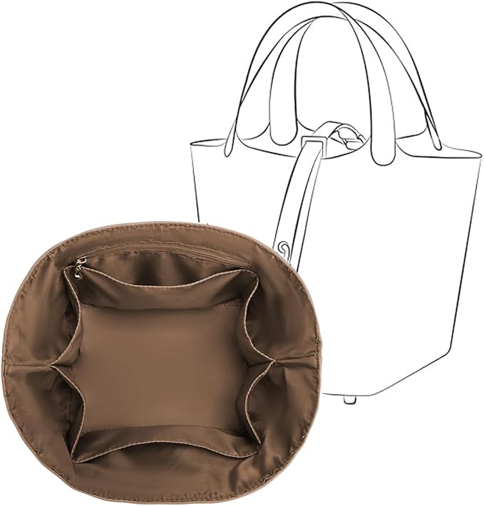 Purse Organizer Insert Fit for Picotin 18/22, Luxury Silky Purse Organizer Bag Insert for Picotin Bags(Coffee, PC18)