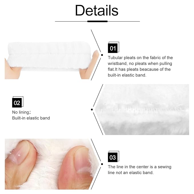 WHAVEL 6 Pairs Wrist Towels for Face Washing, Absorbent Spa Sweatbands to Prevent Liquid Spilling Down Arms
