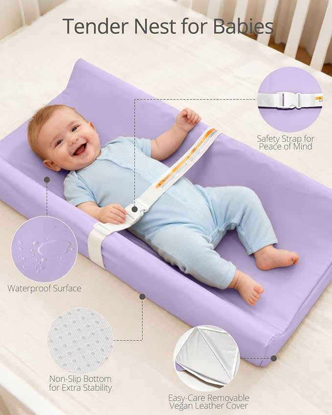 Baby Changing Pad - Vegan Leather Changing Pad, Wipeable Changing Pads, 31.5" x 16" Diaper Waterproof PU Changing Mat for Dresser Table
