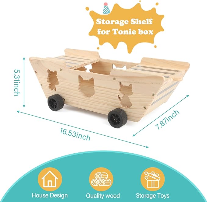 RZYLKA for Tonies Box Ship Organizer Storage Shelf, Magnetic Floating Shelves for Toniebox Generation 1/2 Player Tonies Figures Characters for Children, Display Collection 20~30 Characters