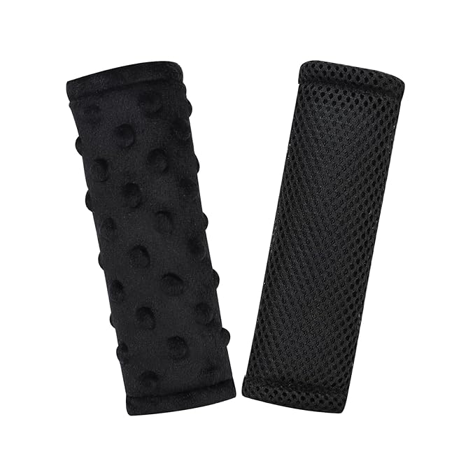 WINGHENLEE Baby Car Seat Strap Pads, Toddler Car Seat Strap Shoulder Covers for Baby Kids, Double-Sided Car Seat Belt Covers for Stroller/Pushchair/Baby Swing, Soft Flannel & Mesh, Black
