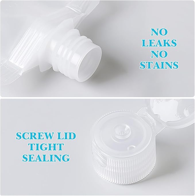 KALLORY Refillable Lotion Bags 15Pcs 30Ml Travel Pouches for Cosmetic Sub-Packing Squeezable Sample Containers for Essence Creams Moisturizers and Toiletries