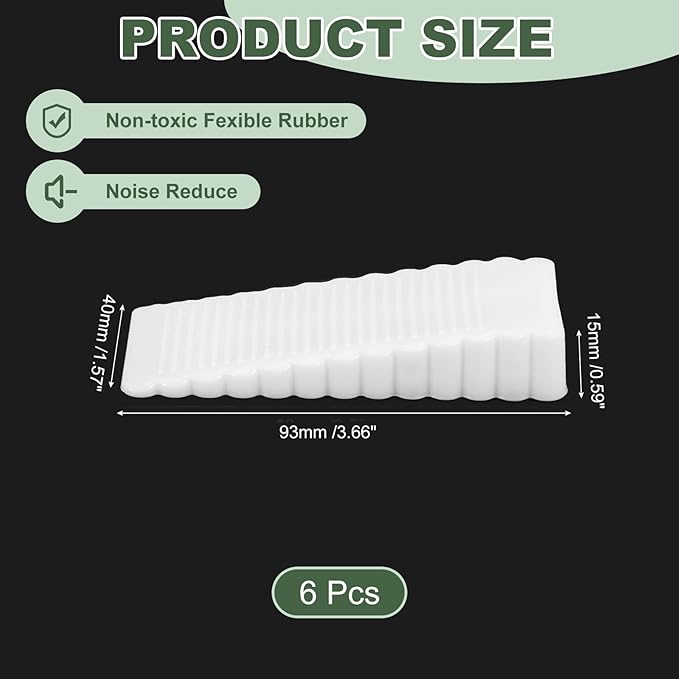 uxcell 6 Pcs Door Stoppers for Bottom of Door, 15mm/0.59 Inch Door Stops, Rubber Door Stopper Wedge Anti Slip, Window Stopper Door Stackable, White