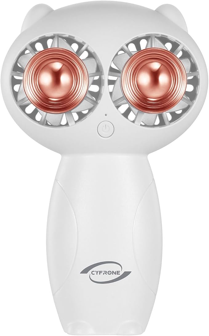 Portable Aroma Handheld Fan - Rechargeable 6000mAh Battery USB-C Owl Shaped with Clip Mini Personal Turbo Travel Essentials (White)