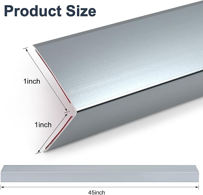 4PCS 45" Aluminum Metal Corner Protectors, Self Adhesive Corner Guards, Metal Wall Edge Protector Strip, Furniture Corner Protectors, Wall Cabinet Baseboard Decoration 45" x 1" (Gray Blue)