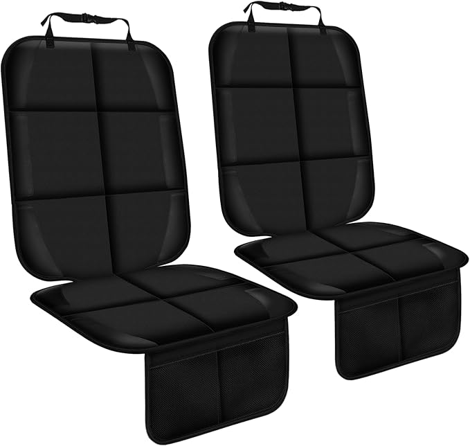 Car Seat Protector, Non-Slip Rubber Padded Backing Seat Protector for Child Seats, Waterproof Thickest Padding Car Seat Protector Under Baby Seat - No Imprint (Black-Ⅰ-2pcs)