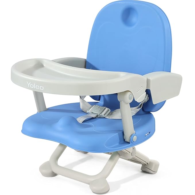 YOLEO Baby High Chair Booster Seat for Dining Table, Foldable High Chairs with Adjustable Heights, Travel Booster Seat with Removable Tray