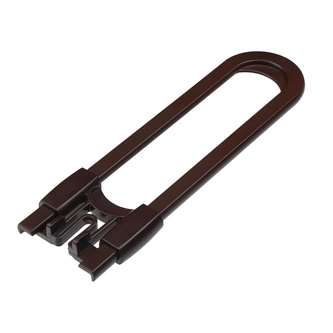 Sliding Cabinet Locks Baby Proofing – Adjustable Child Safety Latches for Knobs & Handles – 10 Pack – No Adhesive Drilling or Tools - Brown
