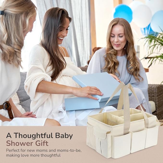 YOHOOLYO Baby Diaper Caddy Organizer, Large Portable Storage Basket for Newborn Essentials, Nursery Must-Have for Boys and Girls, Gift for Baby Shower and Registry Must-Have, Car and Travel Caddy