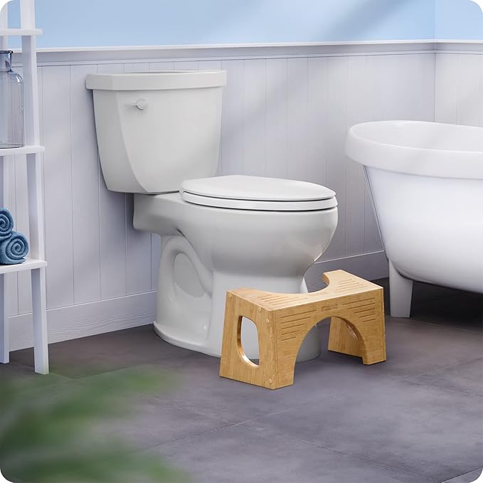 Squatty Potty The Original Toilet Stool - Bamboo Flip,7" and 9" Adjustable Heights,Brown - Improve Bathroom Posture and Comfort,(Pack of 4)