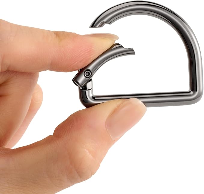 10pcs Metal D Ring Spring Key Hooks Keyring Clip for Keychain Buckle, Backpacks Handbag Purse Hardware, DIY Crafts