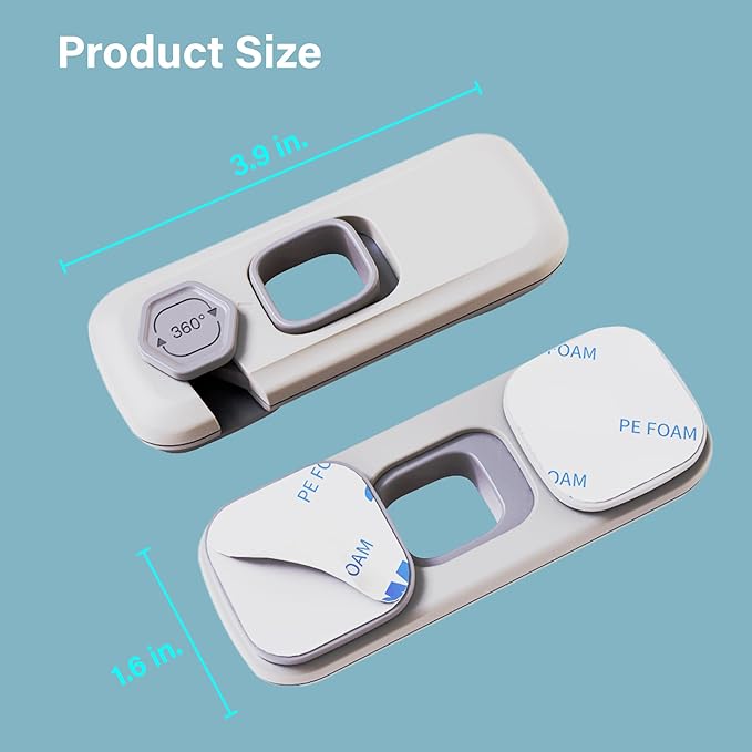 Heart of Tafiti 5 Pack Fridge Lock, Child Proof Refrigerator Lock, French Fridge Door Latches, Baby Safety Locks for Cabinet, Cupboard, Drawers, Oven, Closet, Strong Adhesive-Easy to Install, Grey