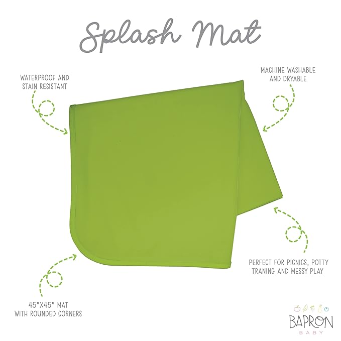 BapronBaby Ribbit Splash Mat - Waterproof Catch-All for Under High Chairs, Floors, Tables, Playtime or Arts & Crafts - Machine Washable - 45" x 45”