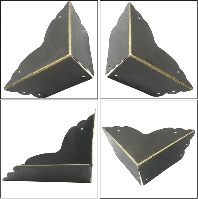 4Pcs Black Metal Corner Protector,2.76''x2.76'' Box Corner Protectors,Decorative Metal Corner Guards,Antique Edge Cover with Mounting Screws