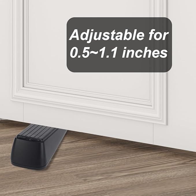 2 Pack Door Stoppers,Zinc Alloy Door Stop with Anti-Slip Rubber Base,Heavy Duty Door Wedge for Bottom of Door,Door Holder to Keep Open,Includes Silencer Pads,Silver