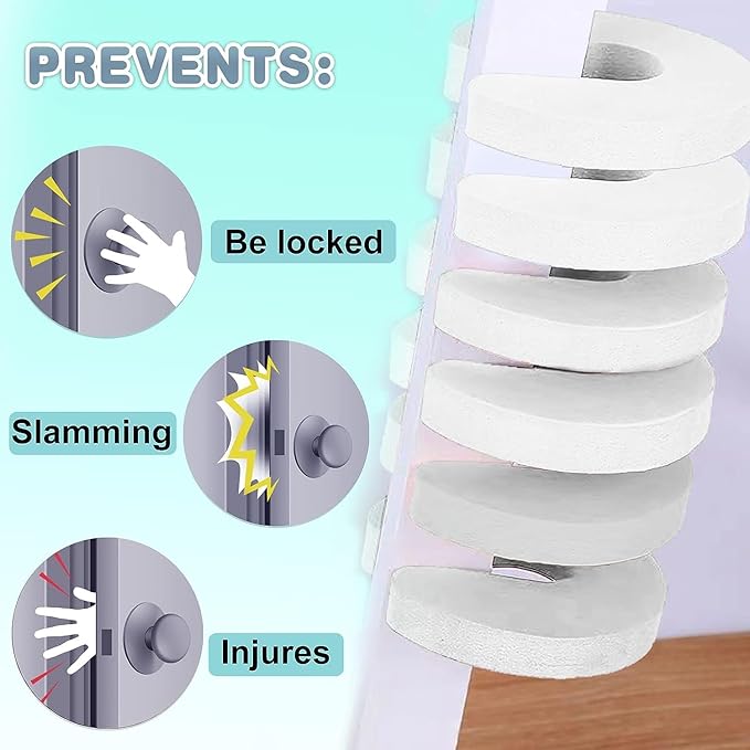 [6 Pack -1.5CM] Door Pinch Guard,Door Safety for Children,Baby Proof Door Slam Stopper,Protect Child Fingers with Soft Foam Guard,Prevent Finger Pinch Injuries,Child or Pet from Getting Locked in Room