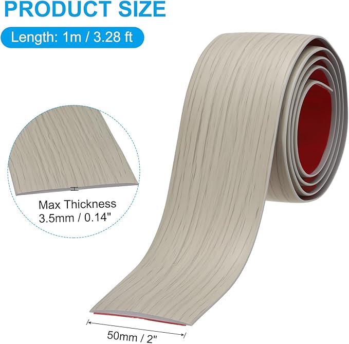 PATIKIL Self Adhesive Floor Transition Strip 2 in x 3 Ft, Vinyl Laminate Floor Flat Divider for Joining Floor Gaps Doorways Carpet Cover Floor Tiles Khaki Wood Grain