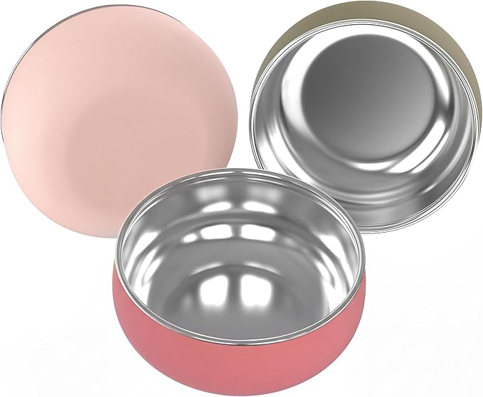 Bella's Friends Stainless Steel Baby Bowls with Silicone Sleeve 3 Pack, 5” for Toddlers Kids Feeding, Non-Slip, Non-Toxic, Mess-Free, Dishwasher Safe, Fit High Chair Size