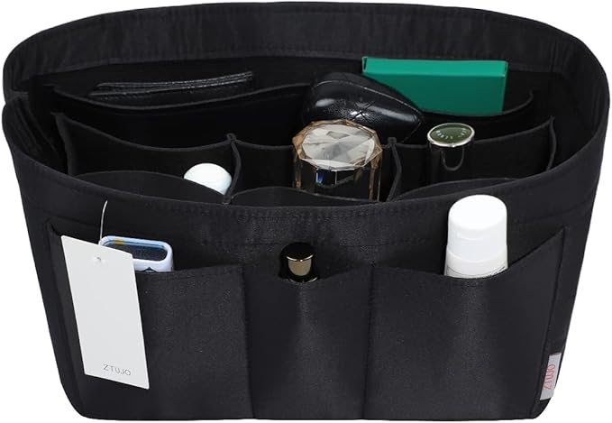 ZTUJO Purse Organizer Insert, Felt Bag Organizer For Handbag Purse Organizer,13 Colors, 6 Size (Large, Silky Black)