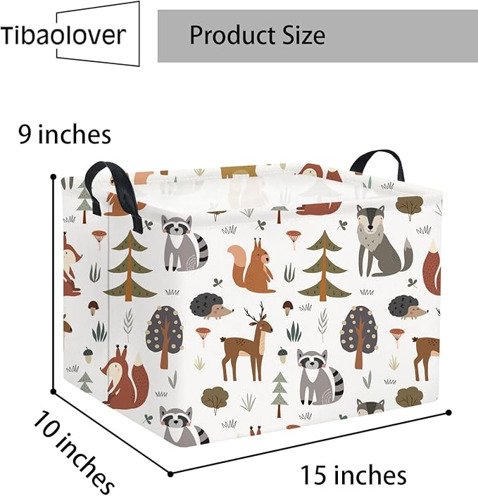 TIBAOLOVER Rectangular Kids Storage Bin Gift Basket - Cute Kids Toy Organizer Shelf Book Basket Room Decor(Animal)
