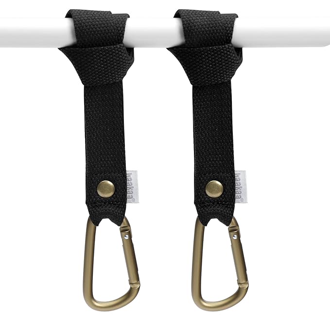 haakaa Baby Stroller Hooks for Bags丨Universal Stroller Clips and Hooks, Non-Slip with One-Hand Opening, Multipurpose Stroller Straps for Diaper Bags, Backpacks, Bikes & Shopping Carts - Black, 2 Pack