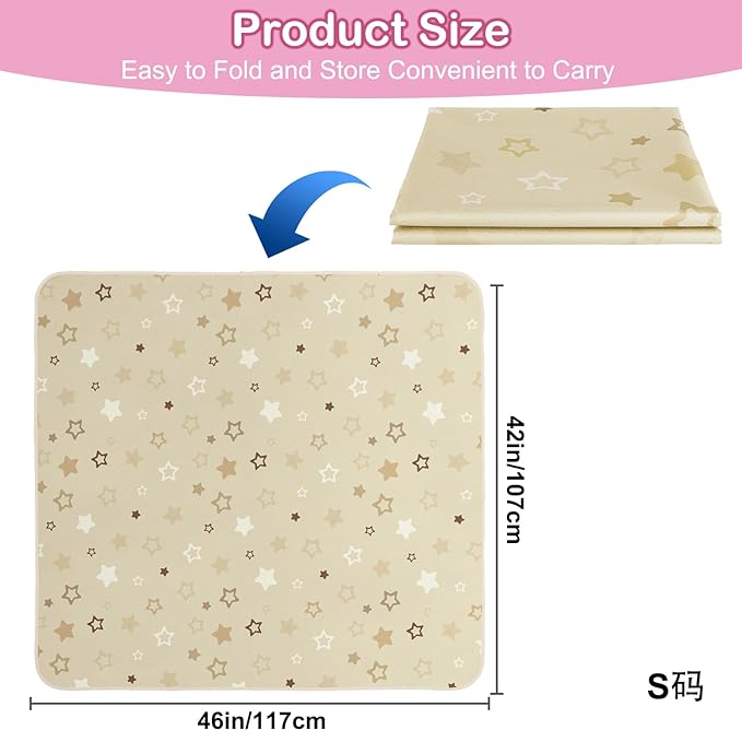 Basumee Splat Mat High Chair Mat Waterproof Baby Play Splat Mat for Under High Chair Food Catcher Highchair Mat for Floor Non Slip Bottom, Brown Stars, 46x42 Inches