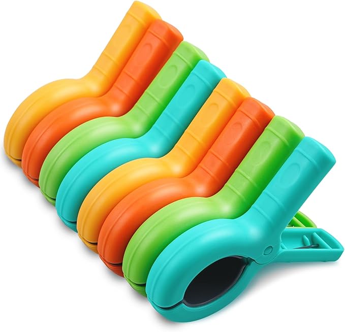 8 Pack Beach Towel Clips for Beach Chairs - Jumbo Size Beach Chair Clips for Pool Lounge Chairs, Cruise Essentials, Securely Hold Beach Towels, Blankets, Tent, Travel Vacation Must Have
