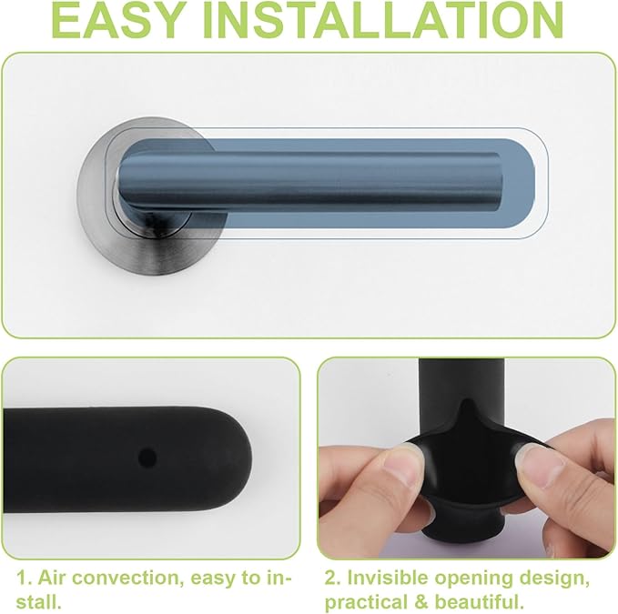 Door Handle Covers, 2Pcs Silicone Handle Gloves Cute Mask Design Safety Doors Knob Cover Anti-Static Knob Protector for Flat Square Door Levers (Black)