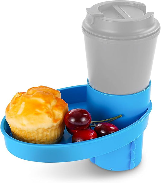Car Seat Tray - for Cup Holders in 2.5”-2.8”,Easily Expands Snack Tray Cup Holder Tray into 360° Cup & Travel Tray for Kids Car Seat, Booster, and Stroller (Blue)