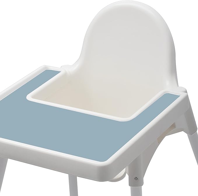 High Chair Placemat Compatible with IKEA Antilop Baby High Chair - Dishwasher Safe, BPA Free Silicone Placemats – Baby Led Feeding Foods Placemat for Toddler and Babies (Steel Blue)