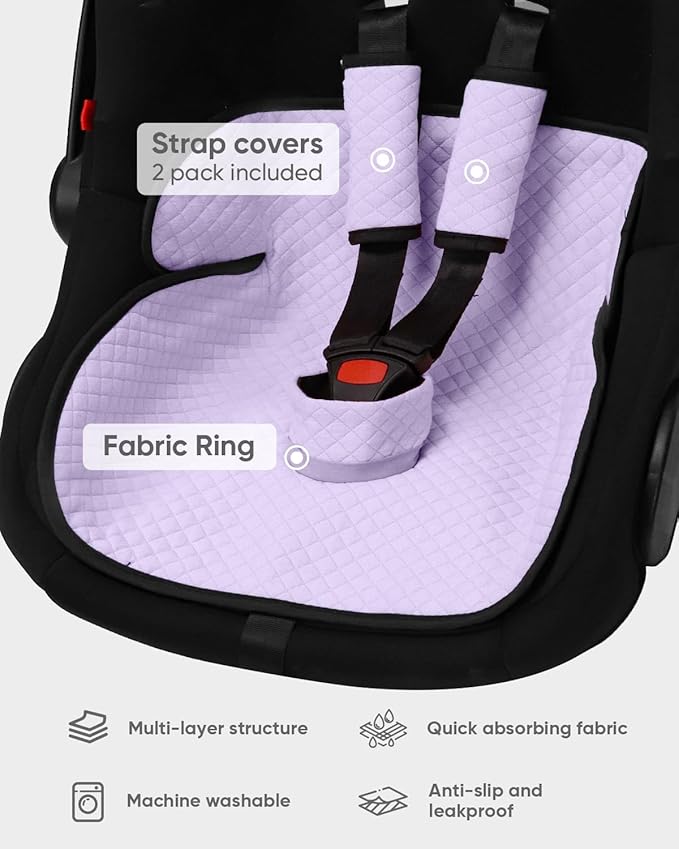 TinlyFinly 2 Pack Baby Potty Training Car Seat Protector, Waterproof Car Seat Liner for Potty Training Toilet, Baby Infant Toddler Piddle Pad Fits for Carseat, Stroller, Highchair - 2 Pack, Purple
