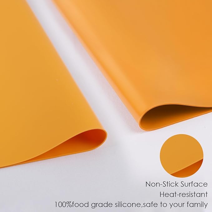 Extra Large Silicone Mats for Kitchen Counter, 27.6'' x 19.7'' Silicone Placemats for Kids, Nonstick Silicone Mat for Baking Crafts, Nonskid Heat Resistant Mat Orange Kids Placemats for Table,1Pcs