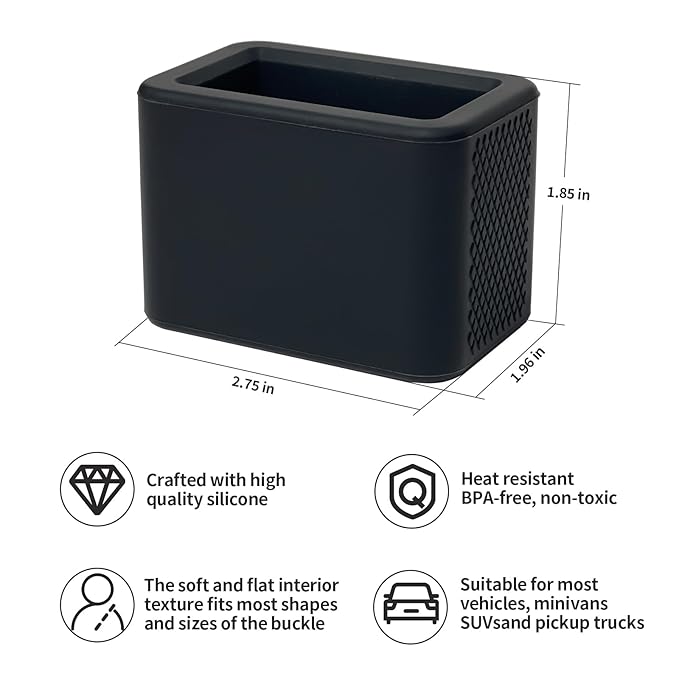 2 Pack Silicone Seat Belt Buckle Holder, Seat Belt Buckle Booster for Kids, Durable Silicone Material, Easy Access to The Buckles of Rear Seats, Car Accessories, Suitable for Most Car Models (Black)