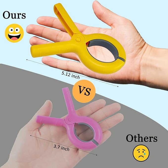 5.1"Jumbo Beach Towel Clips 8 Pcs, Storage Bag Included, Towel Clamps, Plastic Clothes Pegs Hanging Clamps, for Pool Cover/Cruise Chairs, Heavy Duty Clothes Pins Beach Accessories (Jumbo Size - 8 pcs)