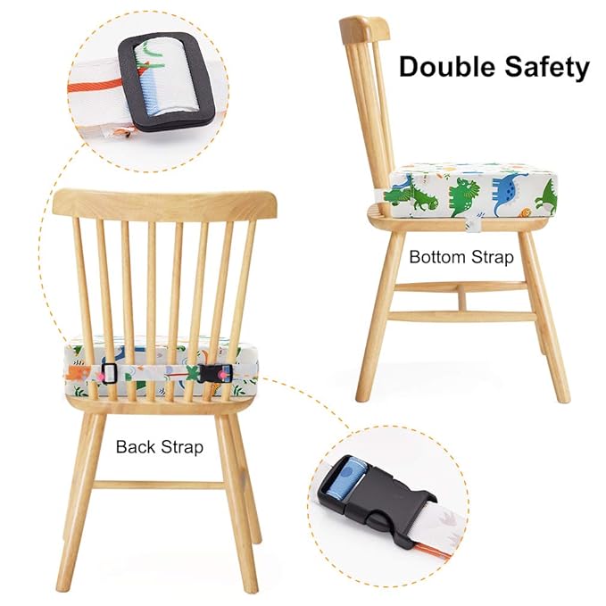 Dining Chair Heightening Cushion Portable Dismountable Adjustable Highchair Booster for Baby Toddler Kids Infant Washable Thick Chair Seat Pad Mat (White)