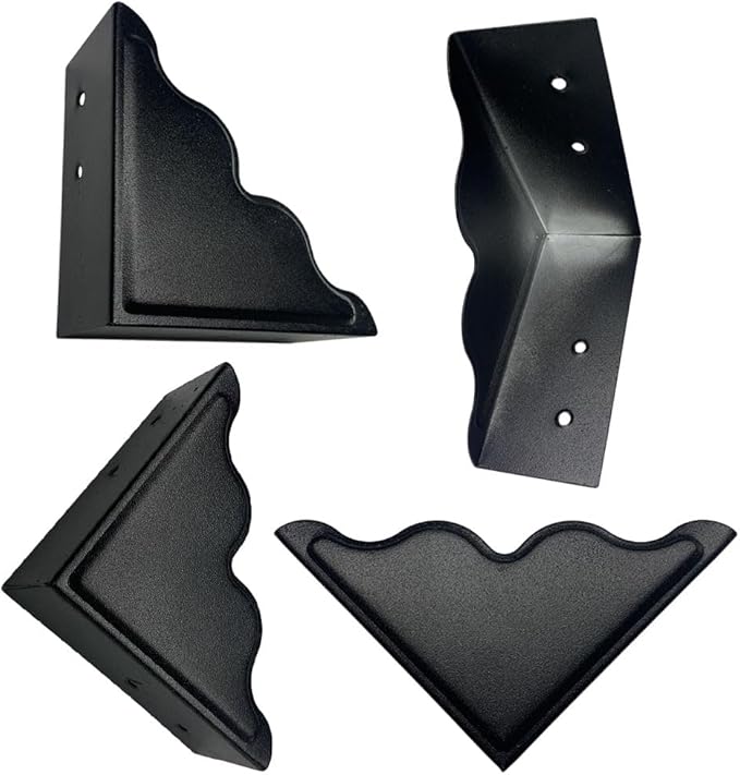 Large Metal Corner Guards 3.7 x 3.7 x 1.5 Inch Set of 4, Decorative Black Corner Protector for Vintage Industrial Wooden Furniture Tables, Barn Doors, Wood Frames, Boxes, Angle Edge Protection