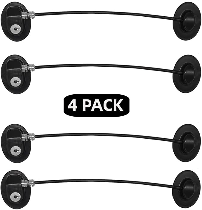 Refrigerator Door Lock, File Drawer Lock, Freezer Door Lock and Child Safety Cabinet Lock by REZIPO Black (4)