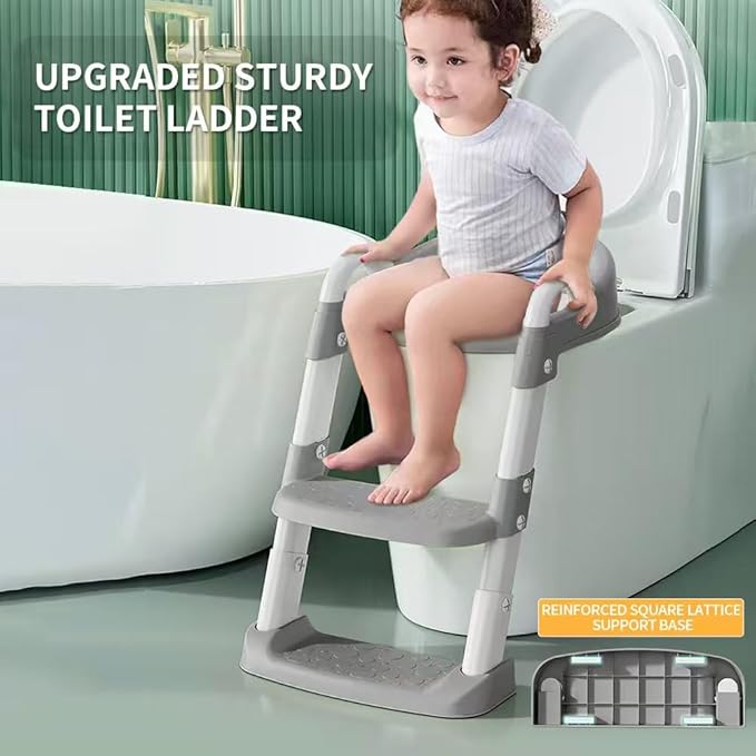 Potty Training Toilet Seat For Boys Girls, Toddler Toilet Seat With Step Stool Ladder, Foldable Toddler Potty Seat For Toilet With Non-Slip Design, Adjustable Height