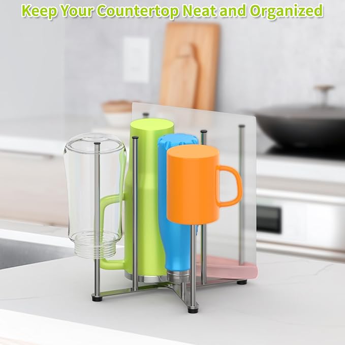 SHILFID Reusable Bag & Bottle Drying Rack, Baby Bottle Drying Rack, Collapsible Cup Drying Rack for Glass, Mugs -Stainless Steel Countertop Organizer
