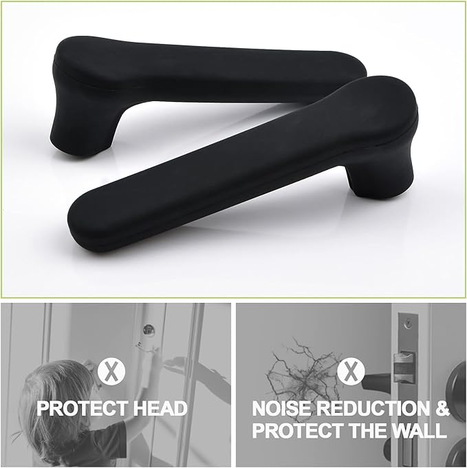 Door Handle Covers, 4Pcs Matte Black Silicone Door Handle Glove Covers Door Knob Covers Anti-Static Safety Door Lever Protectors for Flat Square Door Levers