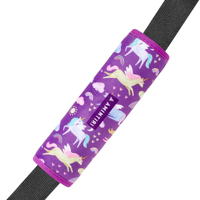 Amintiri Seat Strap Shoulder Pads for Kids, Seat Belt Cover for Children, Soft Furry Seat Belt Cushion for Travel, Cartoon Car Seat Belt Pad Cover for Boys and Girls.