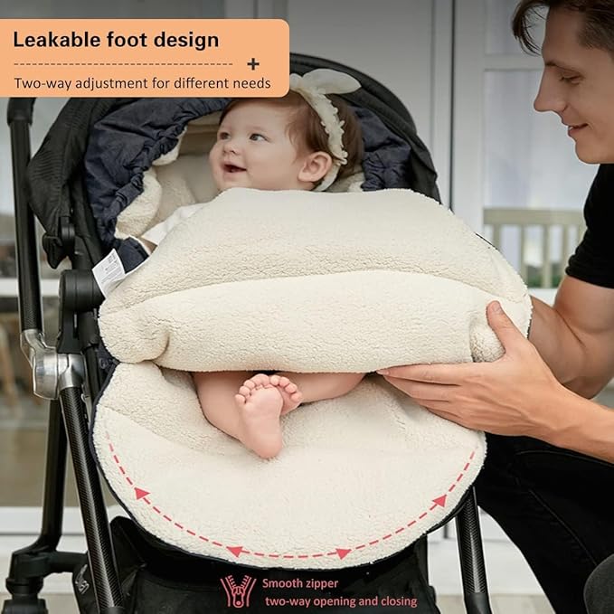Waterproof Thickened Universal Stroller Blanket - Baby/Toddler Stroller Footmuff, Sleeping Bag&Bunting, Cold-Weather Winter Cover (Brown)