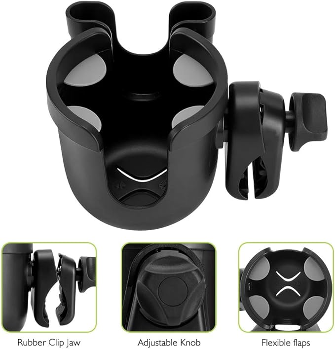 Accmor Stroller Cup Holder with Phone Holder, Bike Cup Holder, Universal Cup Holder for Uppababy Nuna Doona Strollers, 2-in-1 Cup Phone Holder for Stroller, Bike, Wheelchair, Walker, Scooter