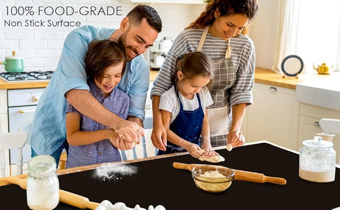 Extra Large Silicone Mat for Kitchen Counter 36" x 24" Silicone Table Mat for Resin Workbench Mat Heat Resistant Mat Coffee Bar Mat, Black