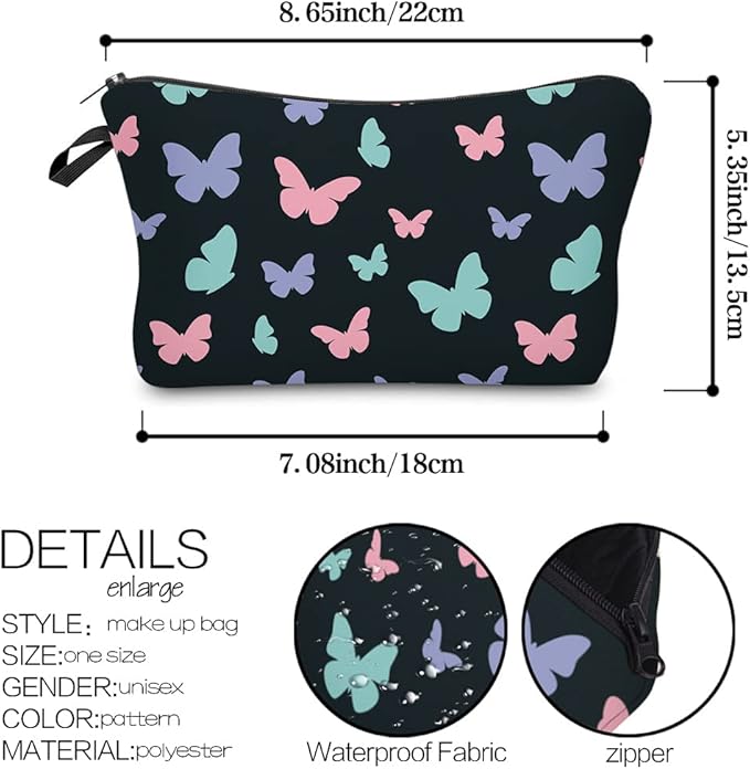 Deanfun Makeup Case Small, Cosmetic Zipper Bag Waterproof for Purse Mini, Women Cute Traveling Accessories Pouch for Ladies Thanksgiving Christmas Gifts(D2-55122)