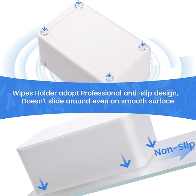 Lijroavy Baby Wipes Dispenser, Baby Wipe Holder for Fresh Wipes, Non-Slip Baby Wipes Container, Refillable Wipes Box with Sealing Design Lid (White)