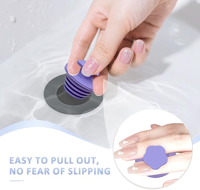 Bathtub Drain Stopper - 2 Pack Universal Shower Drain Cover & Sink Strainer, Tub Stopper Bathtub Drain for Bathroom, Tub, and Shower Drain - Easy Install Shower Drain (Purple)