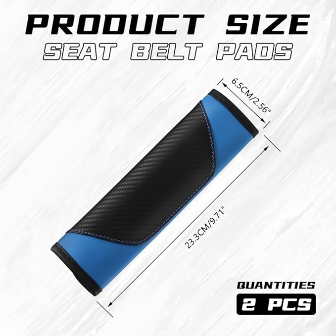2PCS Car Seat Belt Cover Pad, Soft Carbon Fiber Leather Seatbelt Shoulder Protector for a More Comfortable Driving, Universal Safety Belt Strap Cover to Protect Your Neck (Blue)