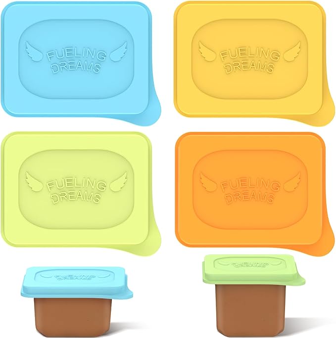 Giichen Baby Food Lids Compatible with Gerber Food Containers, BPA Free Silicone Baby Food Containers Lids for Baby Food Storage, Reusable and Dishwasher Safe - 4 Pack (Container not Included)